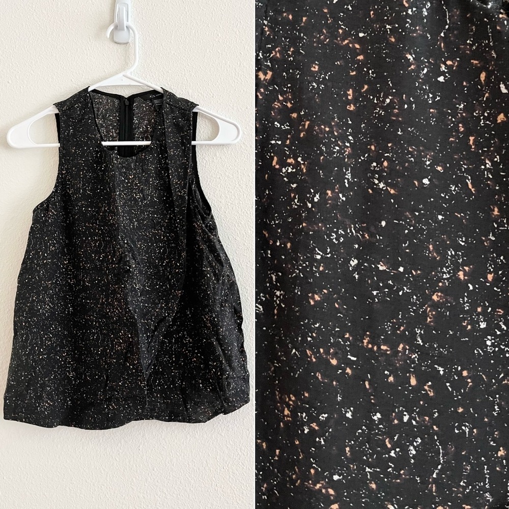 AX Armani Exchange Black White Peach Splatter Crackle Print Tank Top Size XS